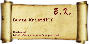 Burza Kristóf névjegykártya